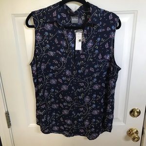 Blue floral sleeveless shirt
